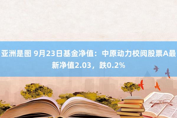 亚洲是图 9月23日基金净值：中原动力校阅股票A最新净值2.03，跌0.2%