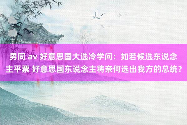 男同 av 好意思国大选冷学问：如若候选东说念主平票 好意思国东说念主将奈何选出我方的总统？