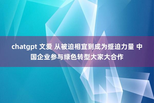 chatgpt 文爱 从被迫相宜到成为蹙迫力量 中国企业参与绿色转型大家大合作