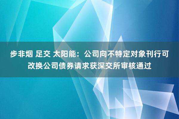 步非烟 足交 太阳能：公司向不特定对象刊行可改换公司债券请求获深交所审核通过