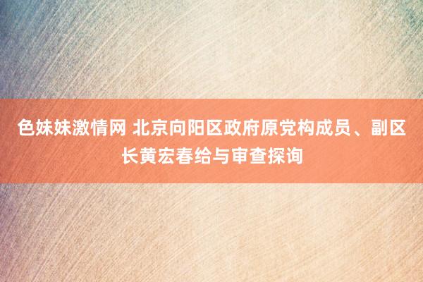 色妹妹激情网 北京向阳区政府原党构成员、副区长黄宏春给与审查探询