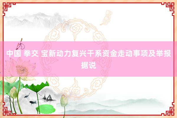 中国 拳交 宝新动力复兴干系资金走动事项及举报据说